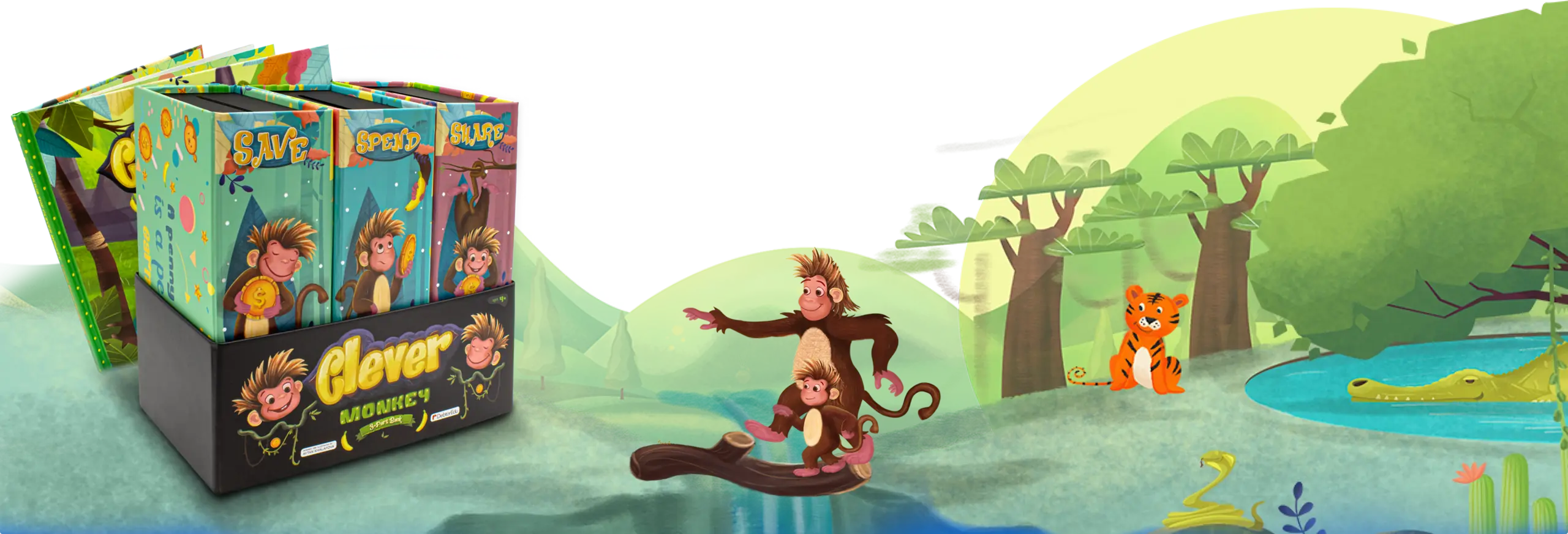 The Julius Monkey 3 Part Piggy Bank + Book (Gift set)